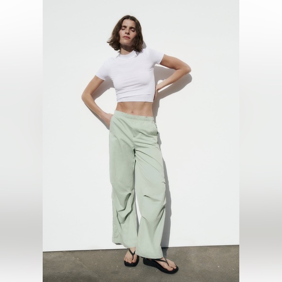 ZARA Nylon Blend Full Length Pants - Picture 1 of 8
